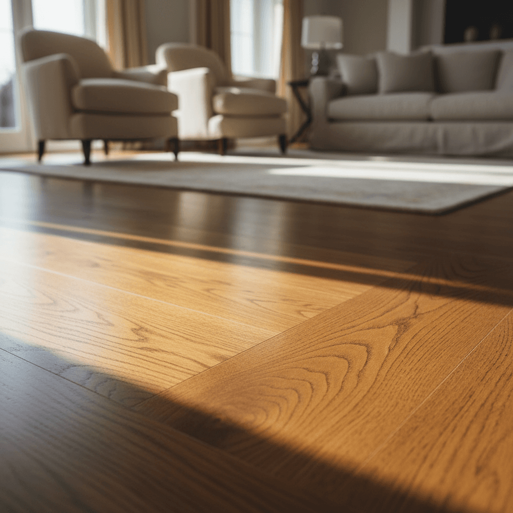 Close-up of premium hardwood floor with rich grain detail