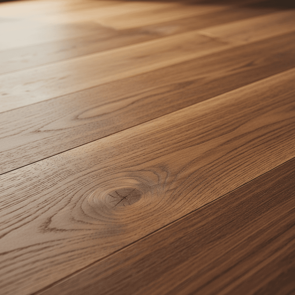 Close-up of premium wide plank hardwood flooring with natural grain detail