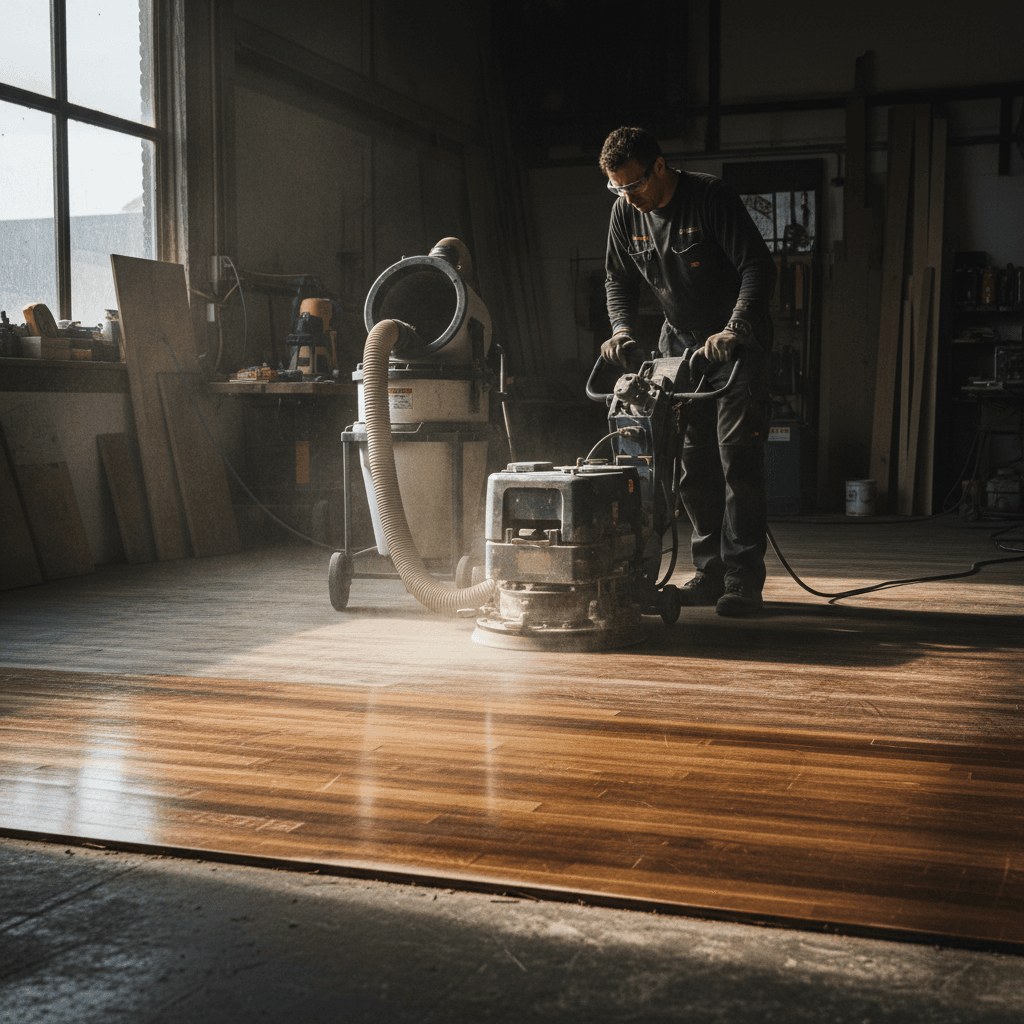 Professional floor refinishing and sanding process