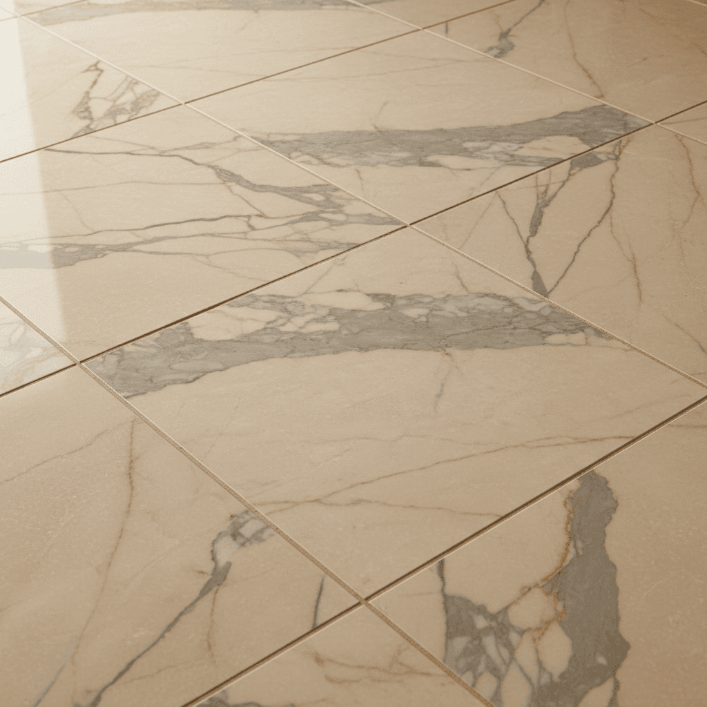 Premium tile flooring installation showing precise alignment and finish