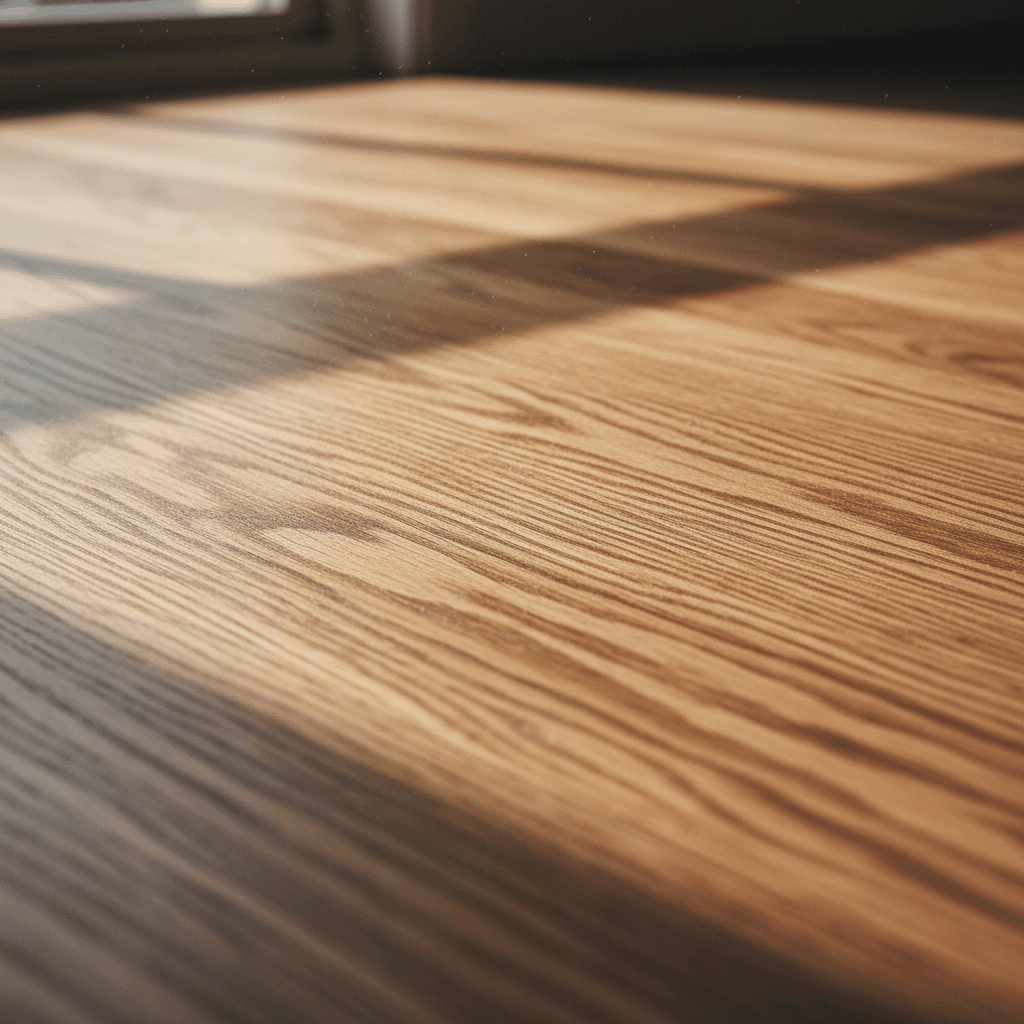 Close-up of freshly sanded hardwood flooring showing detailed wood grain