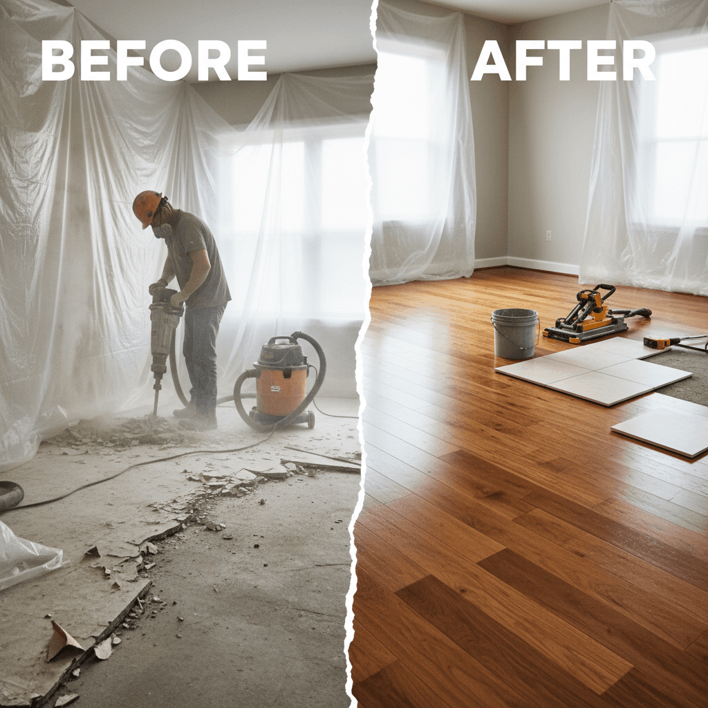 Floor demolition and new flooring installation
